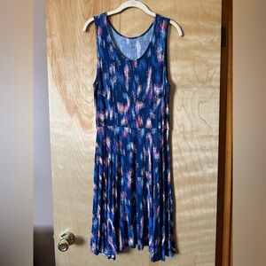 💕 A.N.A 💕 Sleeveless Blue and Pink Patterned Silk Knit Dress